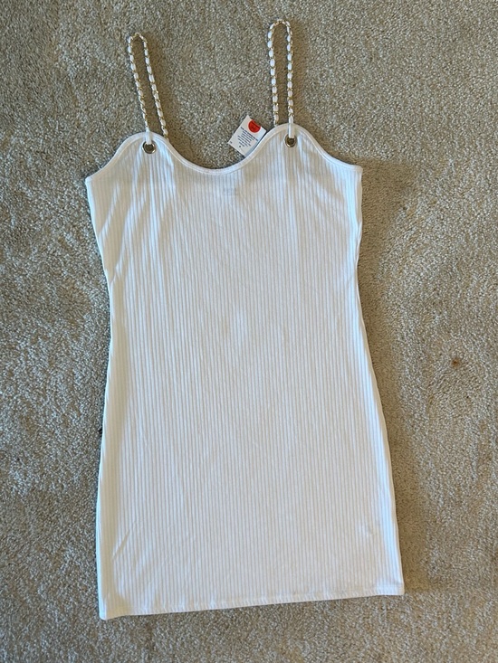 Jolie & Joy by FCT With Love Dresses & Skirts - White Ribbed Chain-Strap Camisole Dress